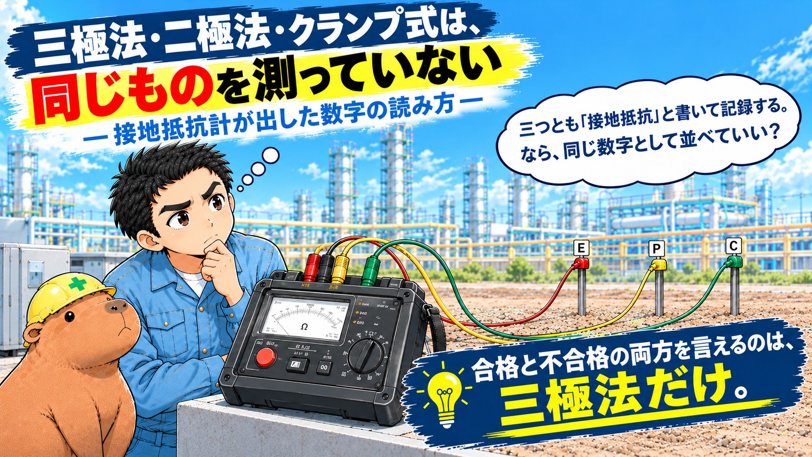三極法・二極法・クランプ式は、同じものを測っていない ― 接地抵抗計が出した数字の読み方