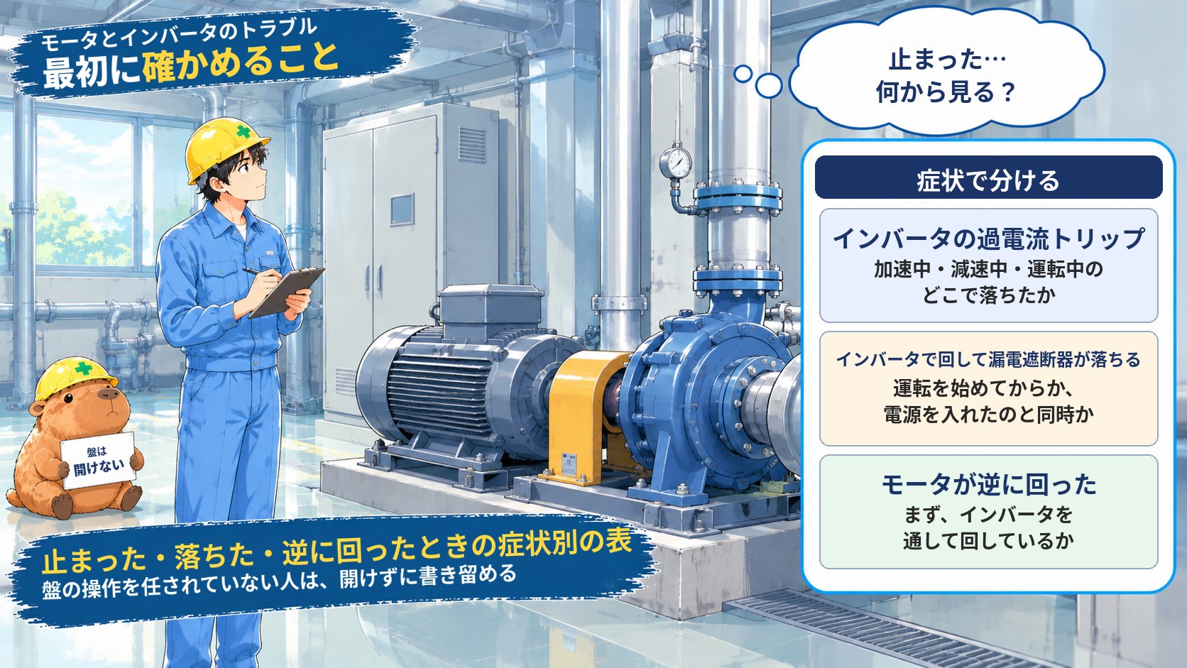 モータとインバータのトラブル 最初に確かめること